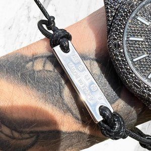 *NEW* Marni Silver Bar Logo Bracelet Black - *NEW SEASON*